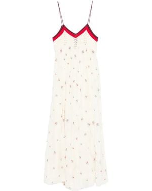forte_forte Crochet-Knit Floral-Embroidered Maxi Dress - White