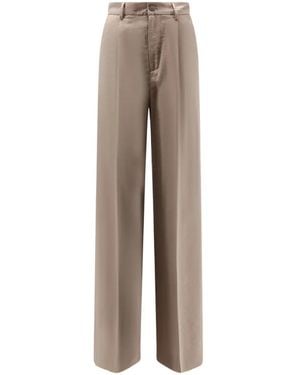 Hevò Wide-Leg High-Waisted Trousers - Natural