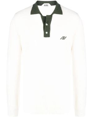 Autry Logo-Embroidered Contrast-Collar Polo Shirt - White