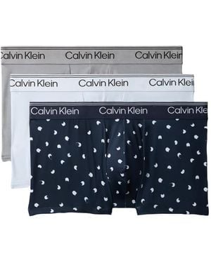 Calvin Klein Logo-Waistband Trunks (3 Pack) - Blue