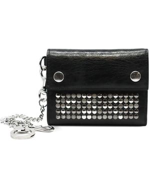 HTC 5.000 Stud-Embellished Tri-Fold Chain Wallet - Black