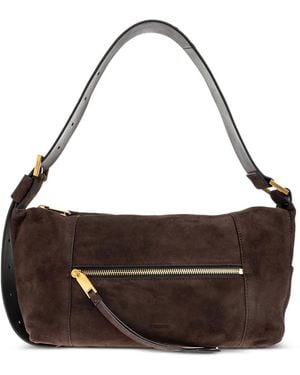 AllSaints Zip Suede Shoulder Bag - Brown