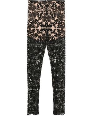 Gemy Maalouf Floral Lace Pants - Black