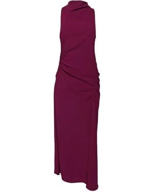A.L.C. Vestido largo fruncido con cuello vuelto - Morado