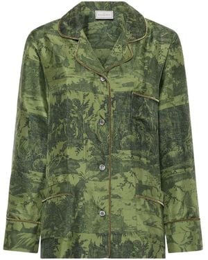 Pierre Louis Mascia Landscape-Print Silk Shirt - Green