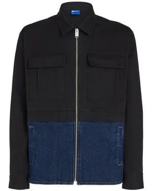 KARL LAGERFELD Mixed-Panel Zip-Fastening Shirt Jacket - Blue