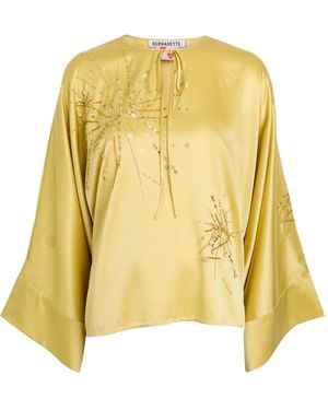 BERNADETTE Naomi Embellished Stretch-Silk Blouse - Metallic