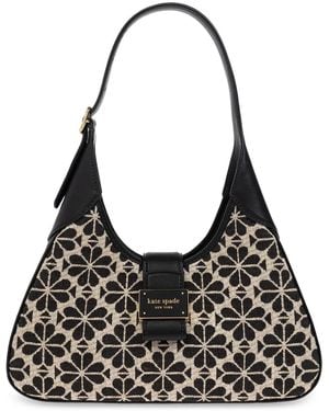 Kate Spade Nouveau Schultertasche Aus Jacquard Mit Pikblumenmuster - Schwarz