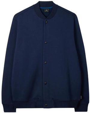 Paul Smith Button Stripes-Detail Bomber Jacket - Blue