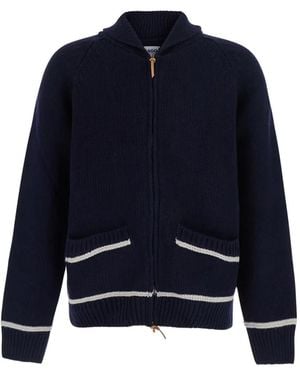 Sebago Intarsia-Knit Shawl-Collar Cardigan - Blue