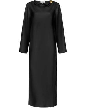 Loulou de Saison Zoya Draped Midi Dress - Black