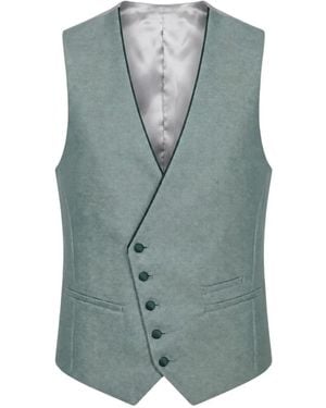 ETIEM TEXTIL S.L. Asymmetric-Fastening Textured Waistcoat - Blue