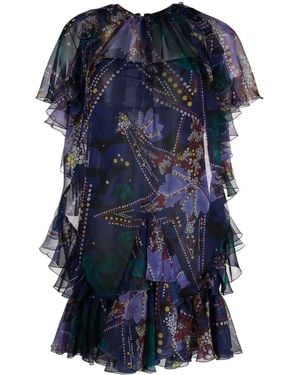 DSquared² Ruffle-Detail Mini Dress - Blue