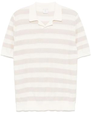 Eleventy Gestreiftes Poloshirt - Weiß