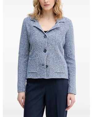 Benetton Textured-Knit Notched-Lapel Cardigan - Blue