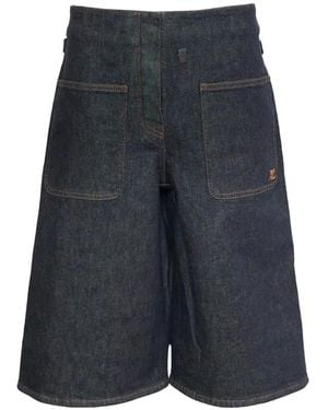 Courreges Logo-Embroidered Back-Panel Shorts - Blue