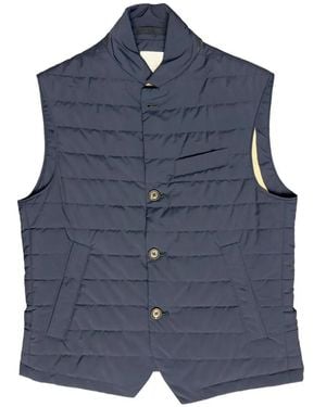 Eleventy Quilted Button-Front Vest - Blue