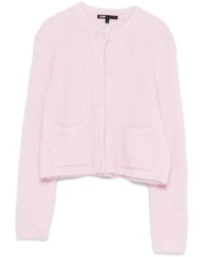 Maje Cárdigan Con Detalles En El Cuello - Rosa