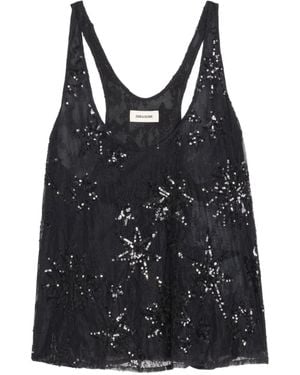 Zadig & Voltaire Tarysa Lace Sequin Top - Black