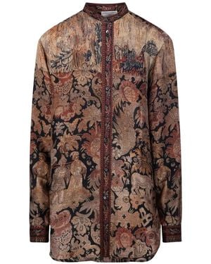 Pierre Louis Mascia Chemise Aloe À Imprimé Tapisserie - Brown