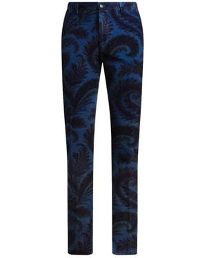 Etro Ribbed Foliage Trousers - Blue