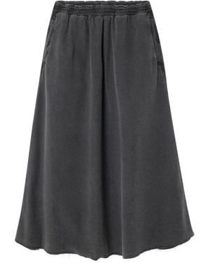 American Vintage Jazy Elastische Katoenen Midi-Rok Met A-Lijn - Grijs