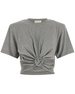 Magda Butrym Knotted-Detail Crew-Neck T-Shirt - Grey
