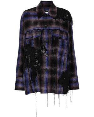 Song For The Mute Embellished Check Pattern Jacket - Blue