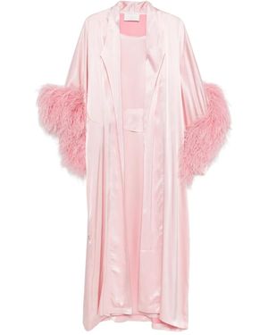 Reem Al Dhaheri Feather-Trim Kaftan Set - Pink