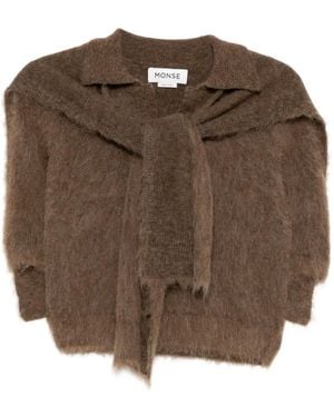 Monse Knitted Scarf Top - Brown