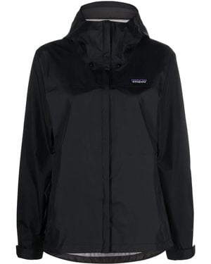 Patagonia Logo-Patch Hooded Bomber Jacket - Black