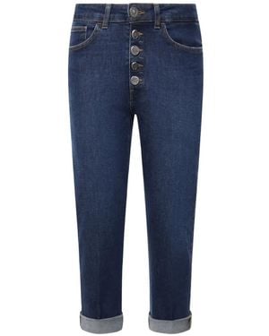 Dondup Koons Button-Front Cropped Jeans - Blue