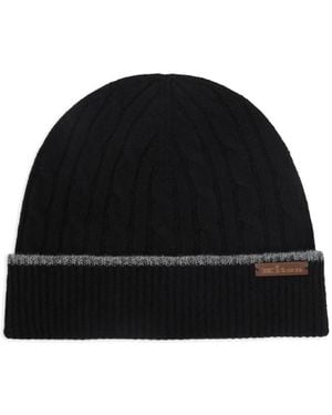 Kiton Cable-Knit Beanie Hat - Black