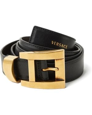 Versace Leather Belt 3 Cm - Black