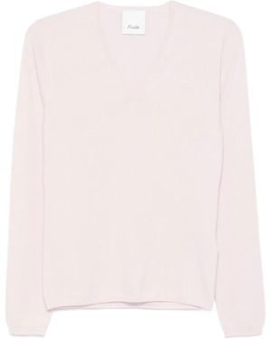 Allude ロングスリーブ Vネックセーター - ピンク