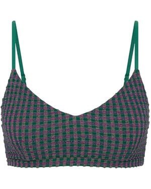 The Upside Aliki Ballet Check-Pattern Bra - Grey