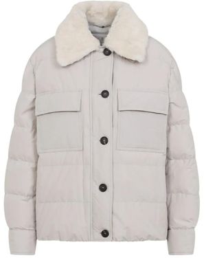 Brunello Cucinelli ファーカラー ジャケット - グレー