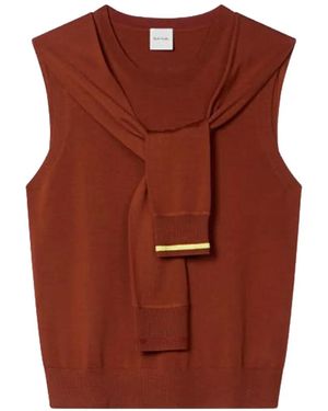 Paul Smith Merino-Wool Blend Knitted Vest - Brown