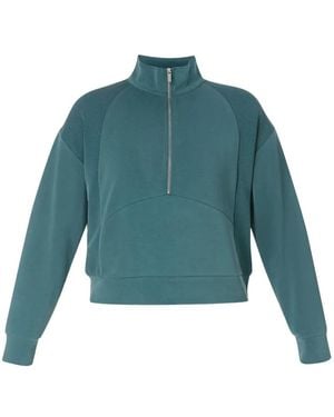 Sweaty Betty Sand Wash Ribbed-Panel Quarter-Zip Sweatshirt - Green