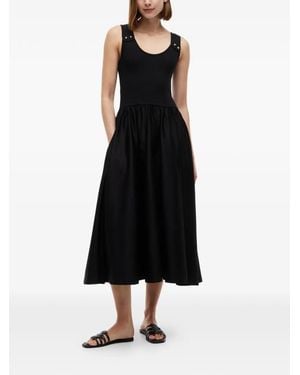 Tommy Hilfiger Midikleid Aus Geripptem Strick - Schwarz