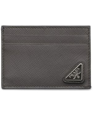Prada Saffiano Leather Card Holder - Grey
