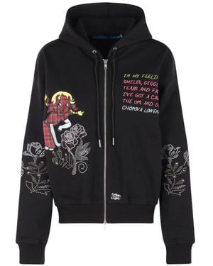 Chopova Lowena Feelings Panic Graphic-Print Zip-Up Hoodie - Black