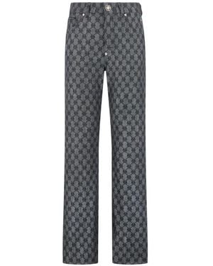 Philipp Plein Monogram-Print Straight-Leg Jeans - Grey