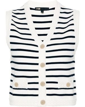 Maje Sleeveless Striped Cardigan - Blue