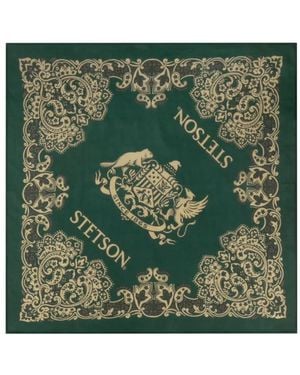 Stetson Paisley-Print Logo-Print Scarf - Green