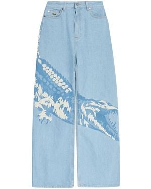 Lacoste Logo Straight-Leg Jeans - Blue