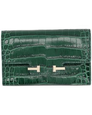 Tom Ford T-Bar Reptile-Effect Wallet - Green