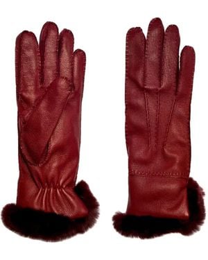 Restelli Leather Fur-trimmed Gloves - レッド