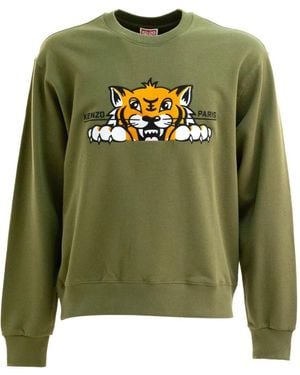 KENZO Embroidered Crewneck Sweatshirt - Green