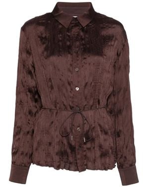STAUD Pintucked Tie Shirt - Brown